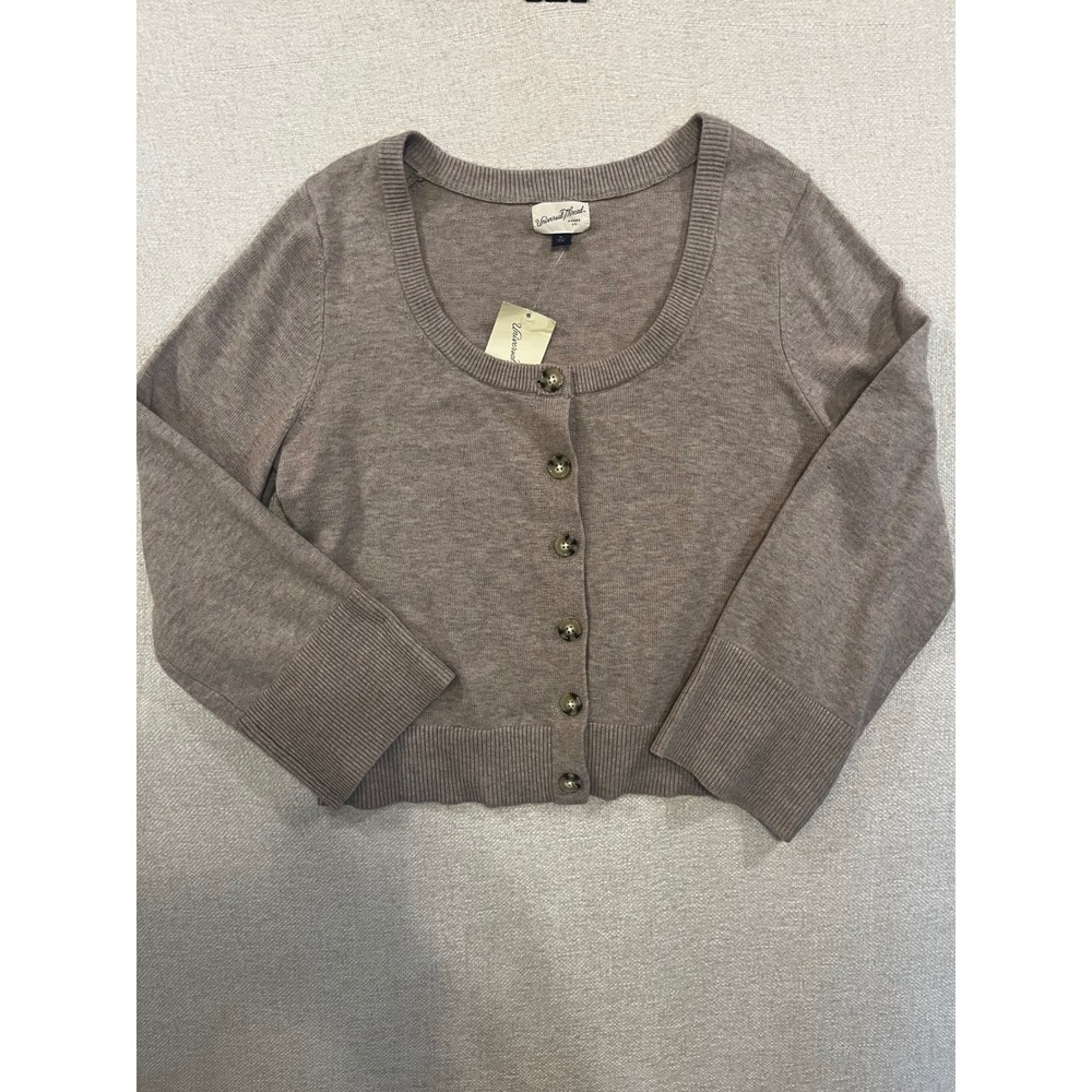 Universal Thread Taupe Brown Scoop Neck Cropped Cardigan Sweater XL NWT